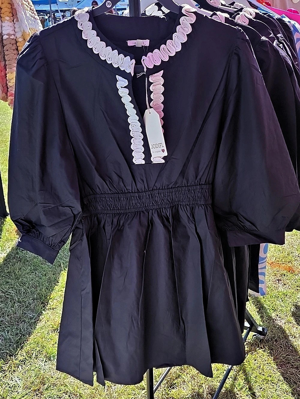 Jodifl Embroidered Mini Dress in Black NWT